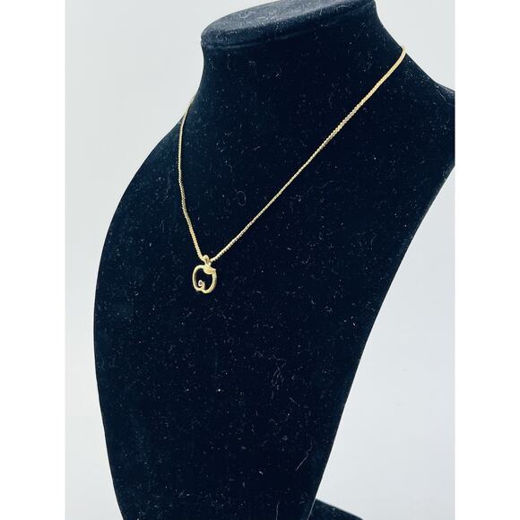 Trifari Necklace With Apple Pendant gold tone red stone ruby looking chain RARE - Picture 6 of 16